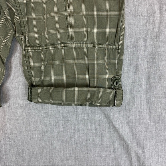 Reitmans Capris Cotton Green Plaid Sz 9 Roll Tab Cuffs Soft Band Elastic Waist - Picture 4 of 12